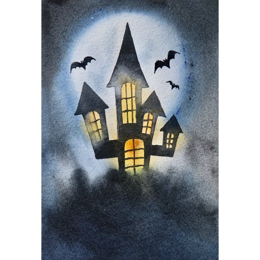 Watercolor Halloween Paintings #6 Fabric Panel