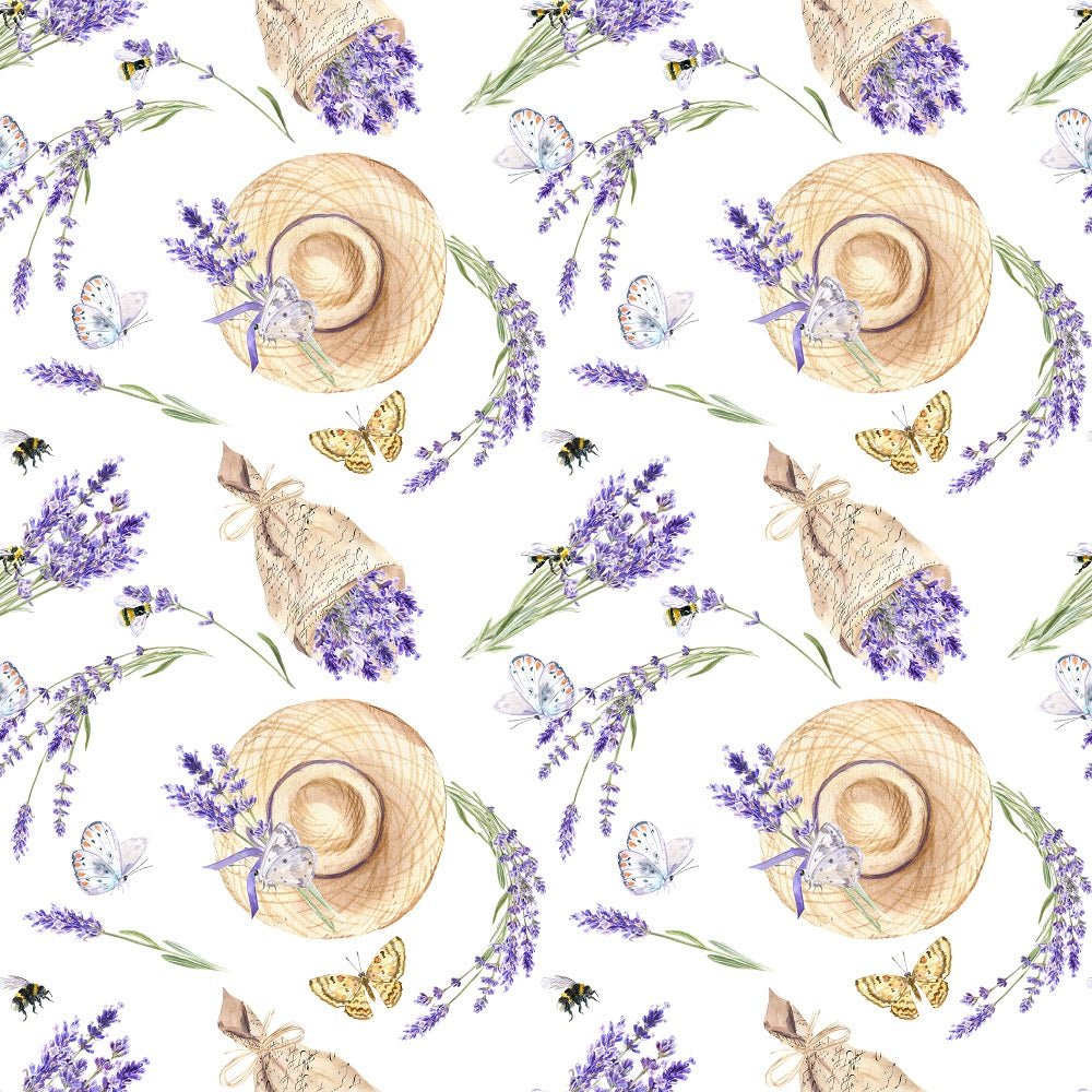Watercolor Lavender Hats Fabric