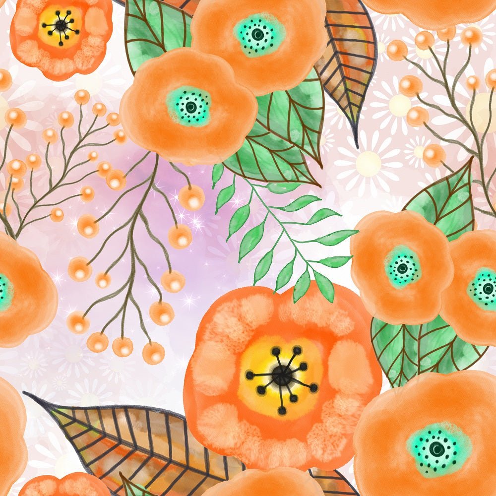 Watercolor Mixed Floral Collage #9 Fabric