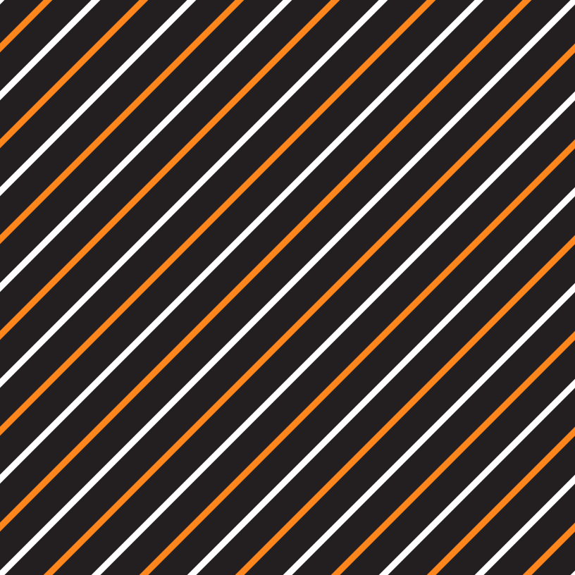 White and Orange Diagonal Stripes Fabric - Black
