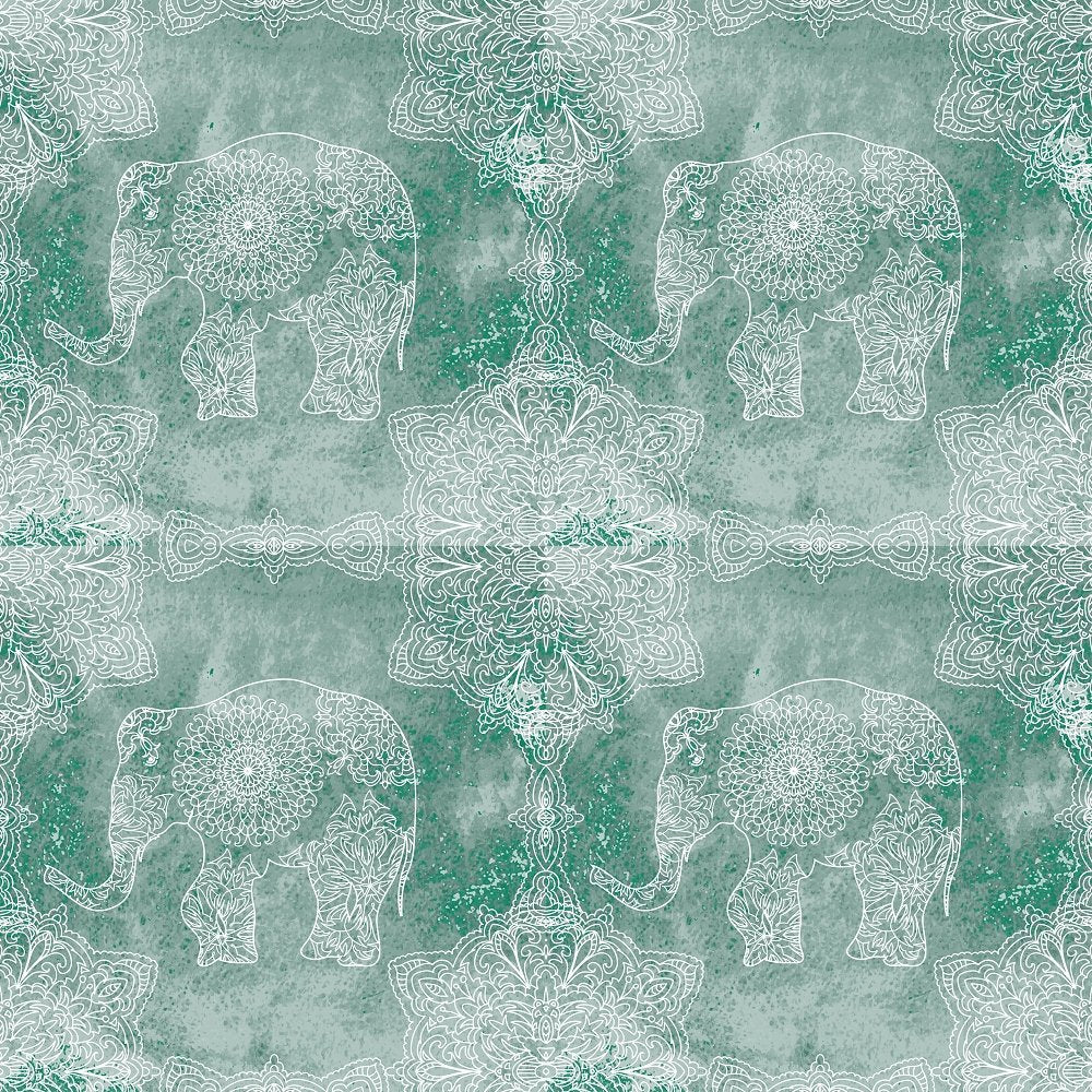 Watercolor Elephant Mandala Fabric