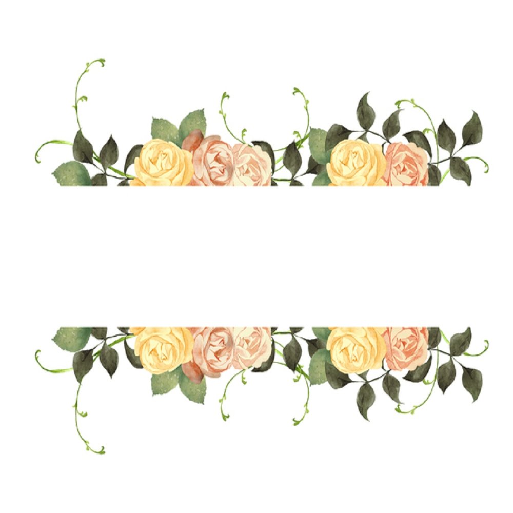 Watercolor Floral, Natural Rose Frame Fabric Panel - White