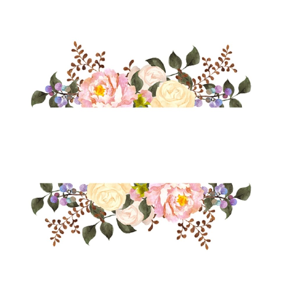 Watercolor Floral, Rose And Peony Frame Fabric Panel - White