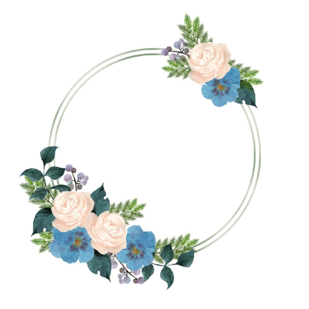 Watercolor Floral, White Rose And Pansy Wreath Fabric Panel - White