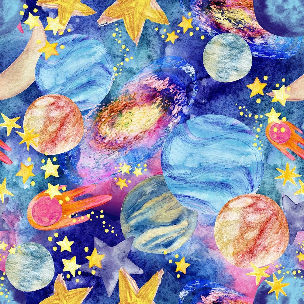 Watercolor Galaxy Constellations #2 Fabric