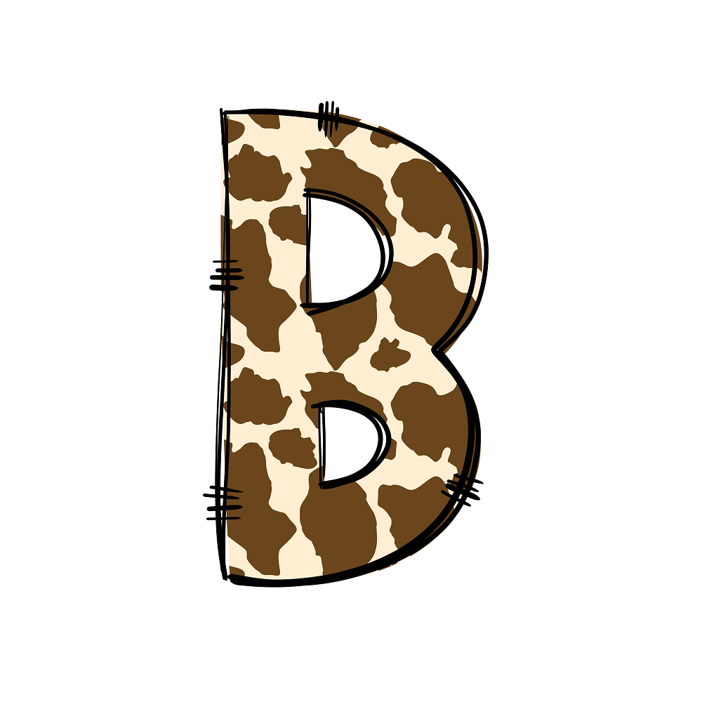 Western Cowboy ''B'' Cow Print Fabric Panel