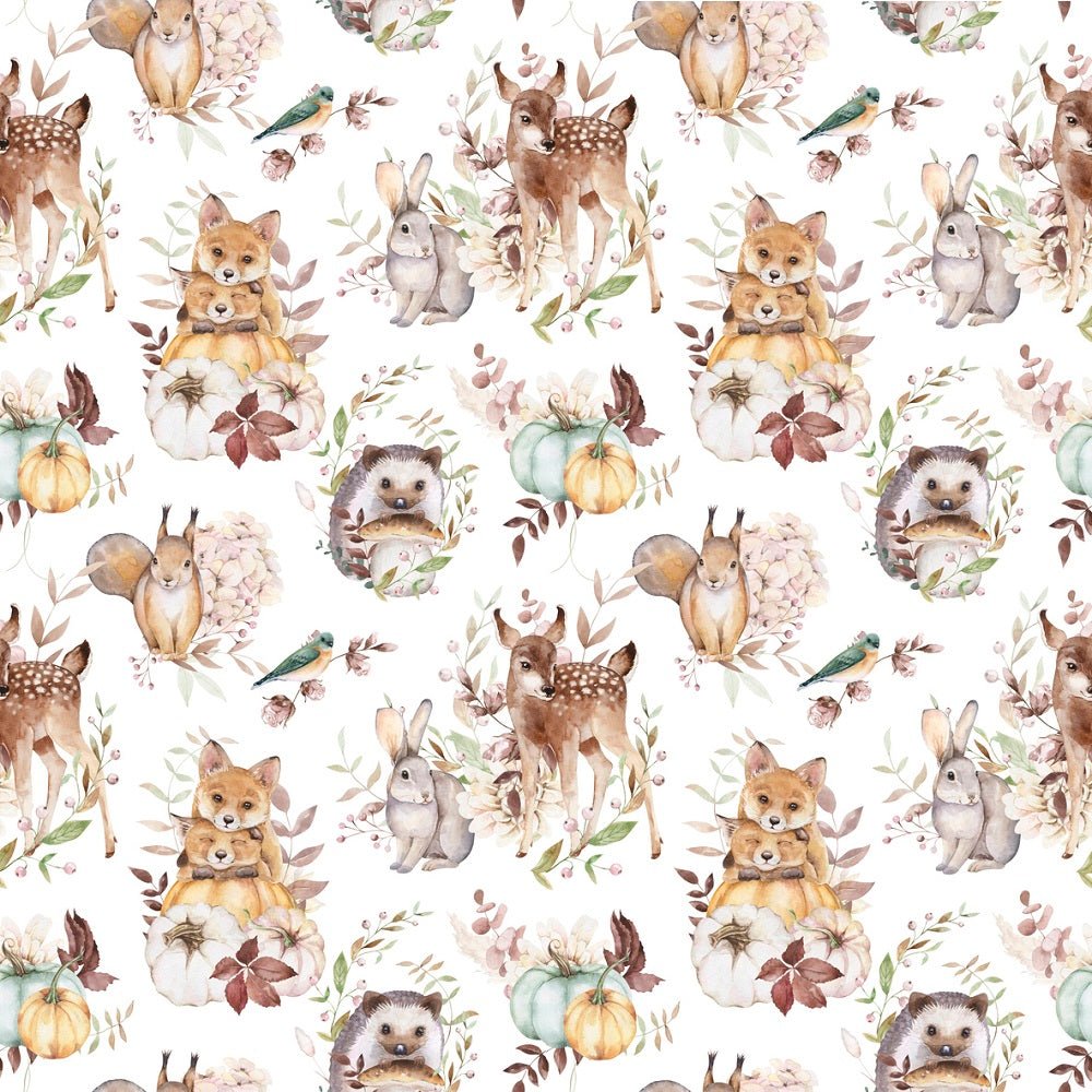 Watercolor Fall Wildlife Fabric
