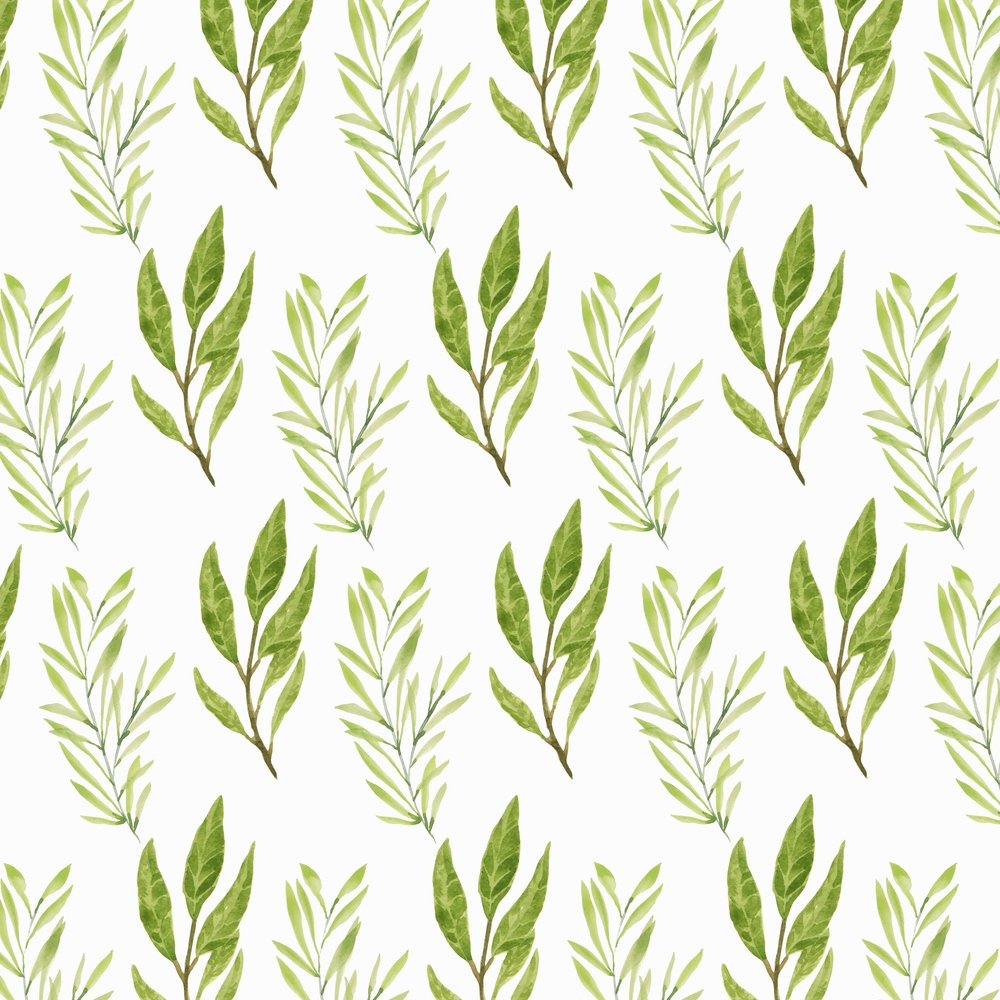 Watercolor Foliage Green Leaf Fabric