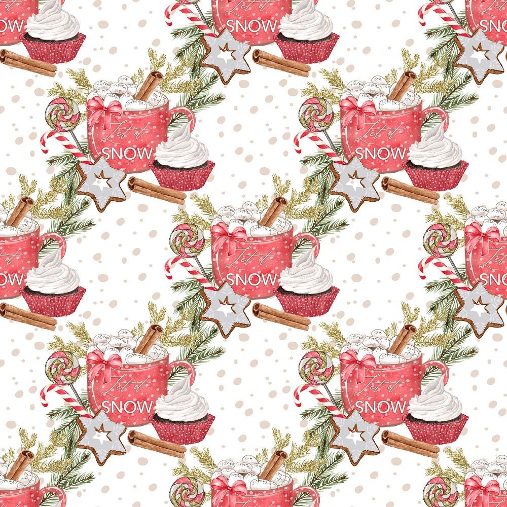 Watercolor Sweet Christmas Pattern #10 Fabric