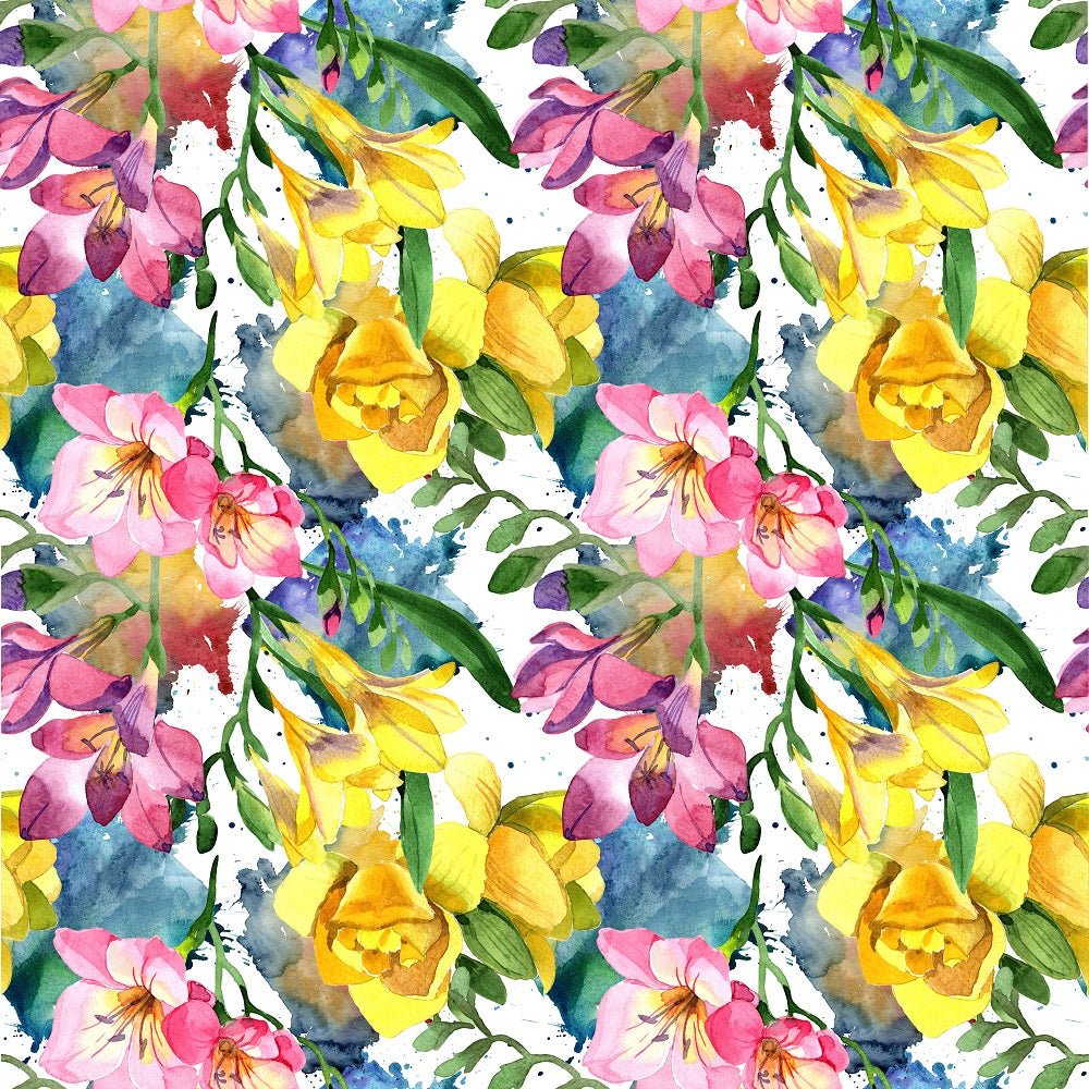 Watercolor Wildflower Freesia Fabric