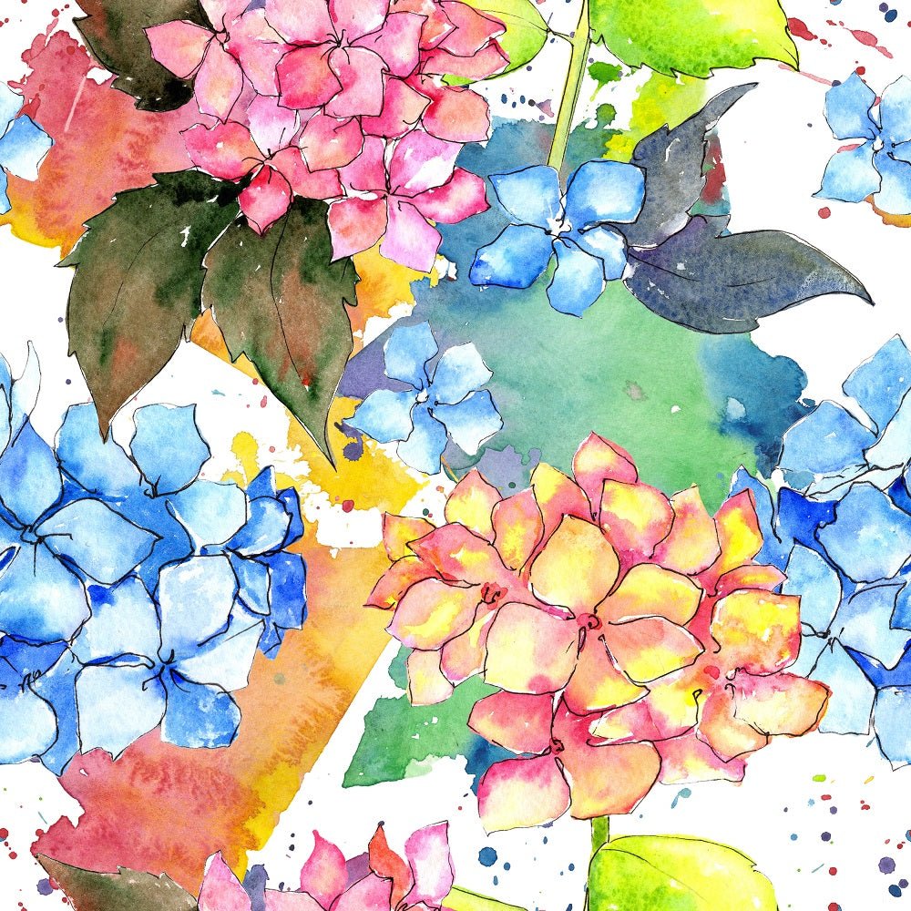 Watercolor Wildflower Hydrangea Fabric