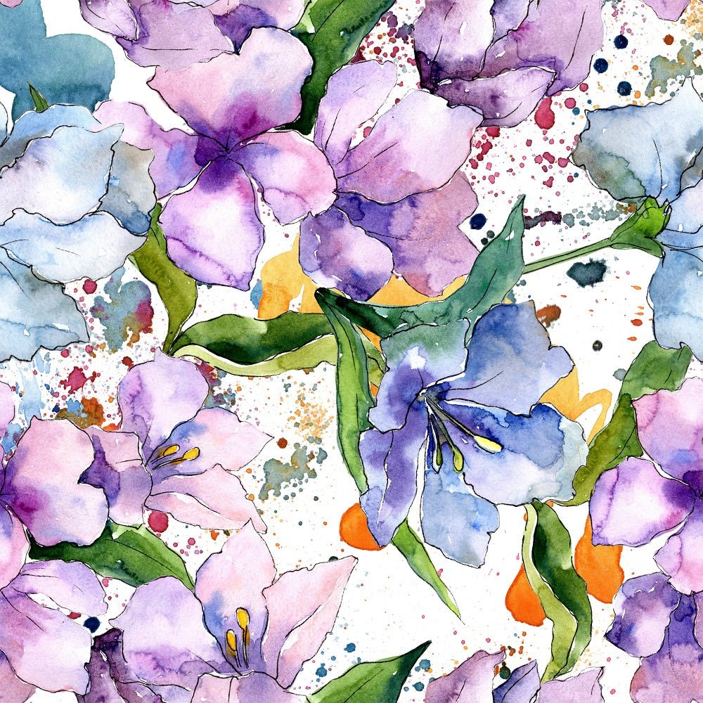 Watercolor Wildflower Peruvian Lilies Fabric
