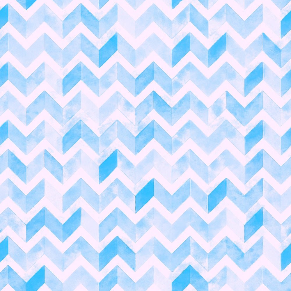 Watercolor Zigzag Fabric - Sky Blue