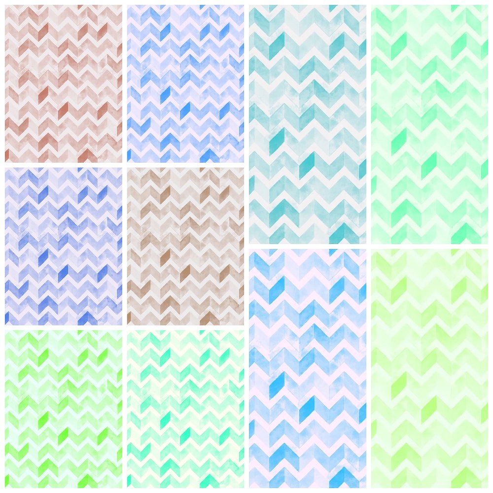 Watercolor Zigzag Fat Quarter Bundle - 10 Pieces