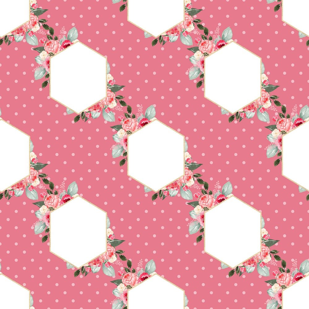 Watercolor Valentine Roses Frames Fabric - Pink