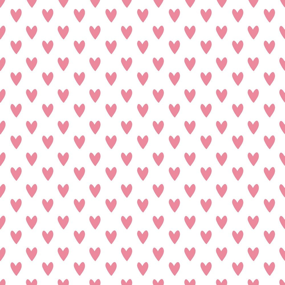 Watercolor Valentine Roses Hearts Fabric - White