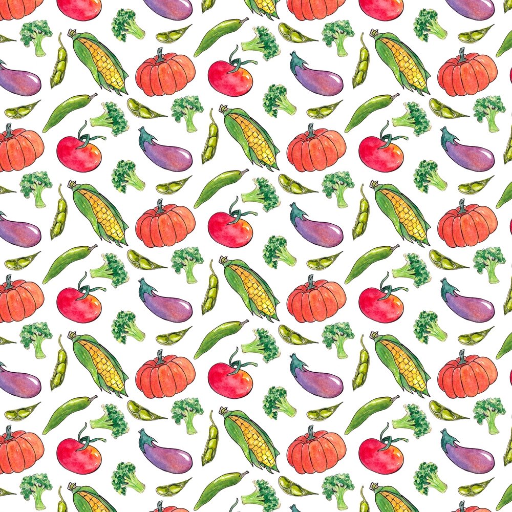 Watercolor Veggies Fabric