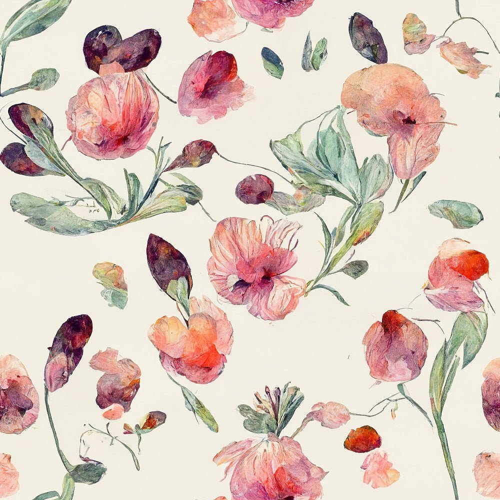 Watercolor Vintage Floral Pattern #12 Fabric