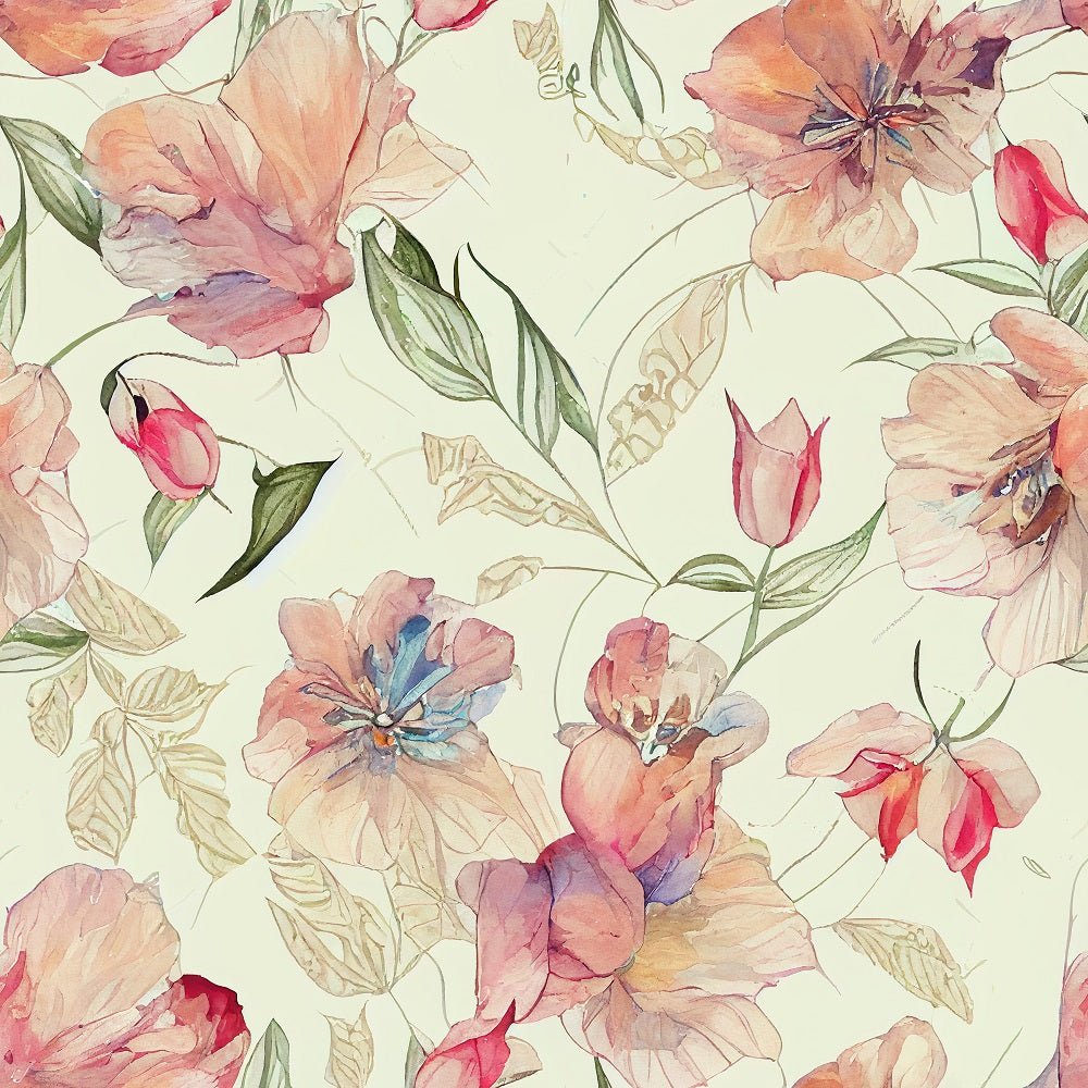Watercolor Vintage Floral Pattern #6 Fabric