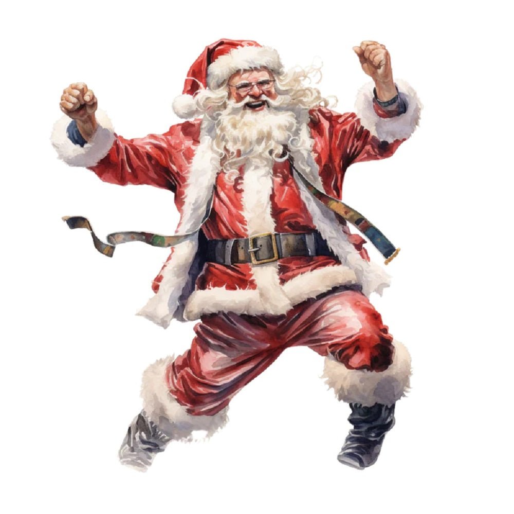 Watercolor Vintage Santa Celebrating Fabric Panel