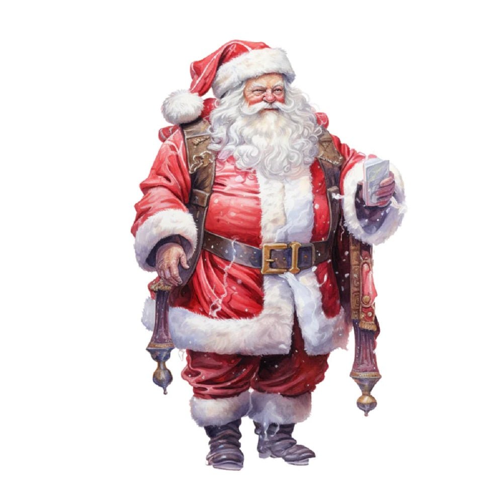 Watercolor Vintage Santa with Booklet Fabric Panel