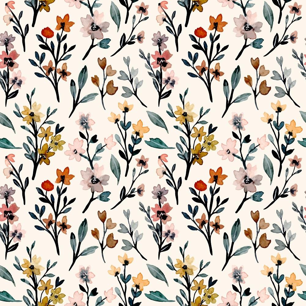 Watercolor Vintage Wild Flowers Fabric