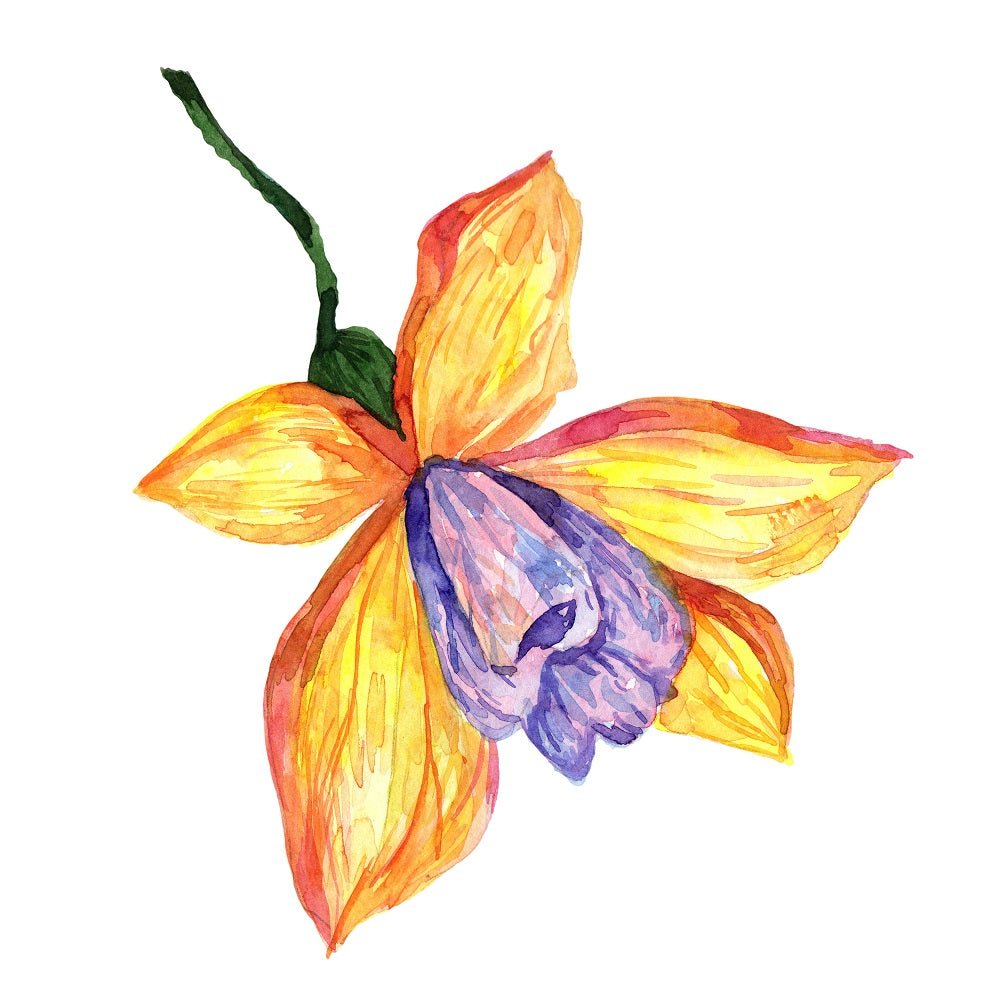 Watercolor Wildflower Orchid #3 Fabric Panel