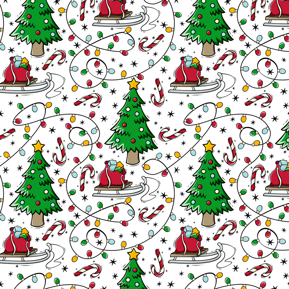 Cartoon Christmas Decorations Fabric - Multi
