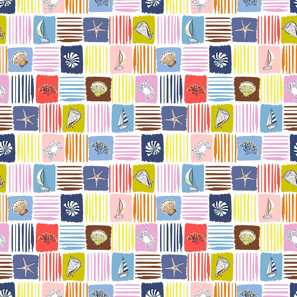 Watercolor Colorful Beach Square Fabric