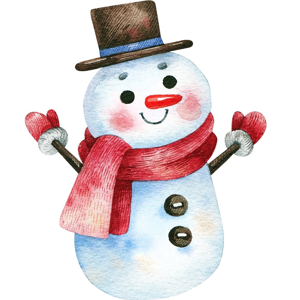 Watercolor Snowman Fabric Panel