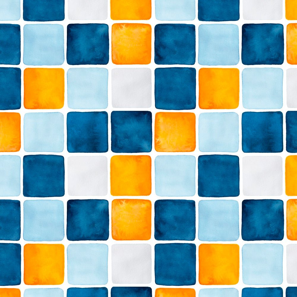 Watercolor Squares Fabric - Yellow/Blue
