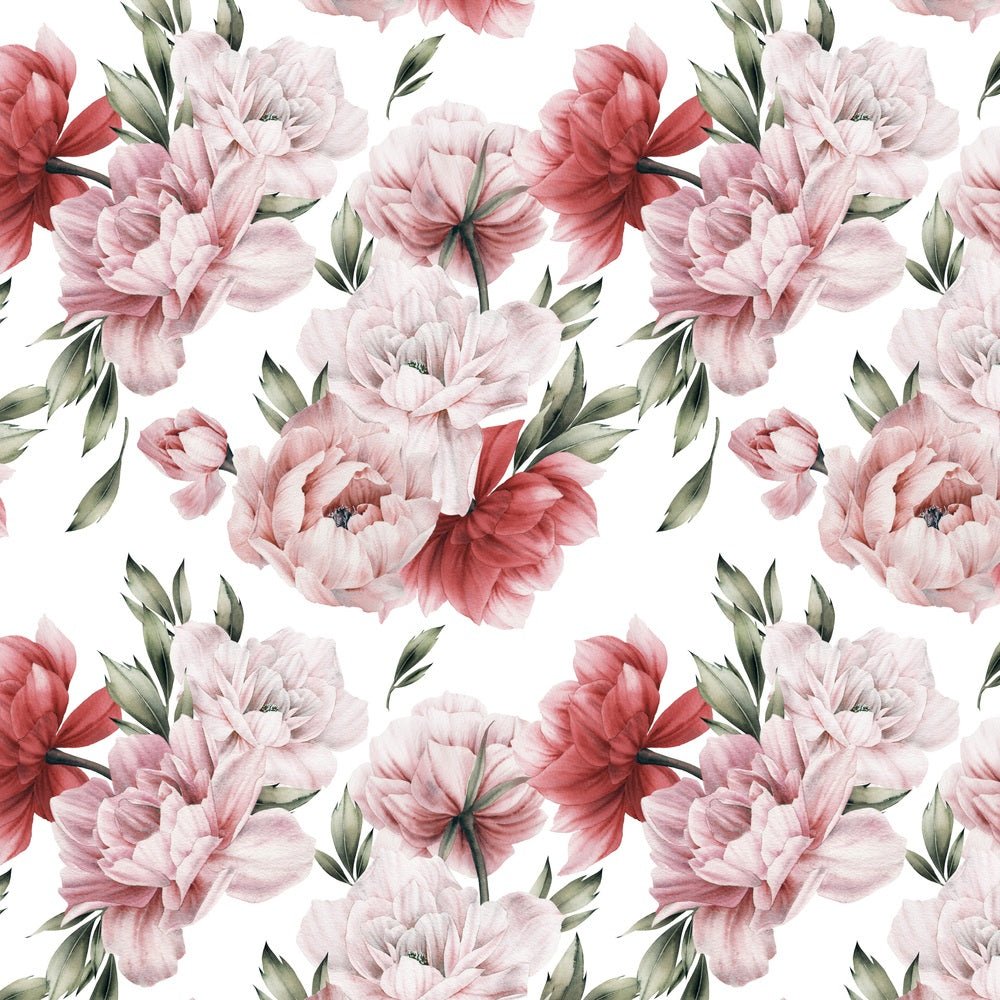 Watercolor Summer Peonies Fabric