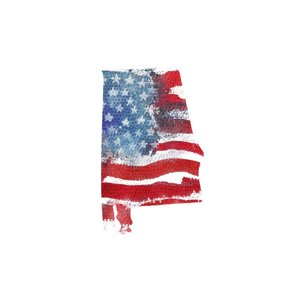 Watercolor Textured Flag Fabric Panel - Alabama