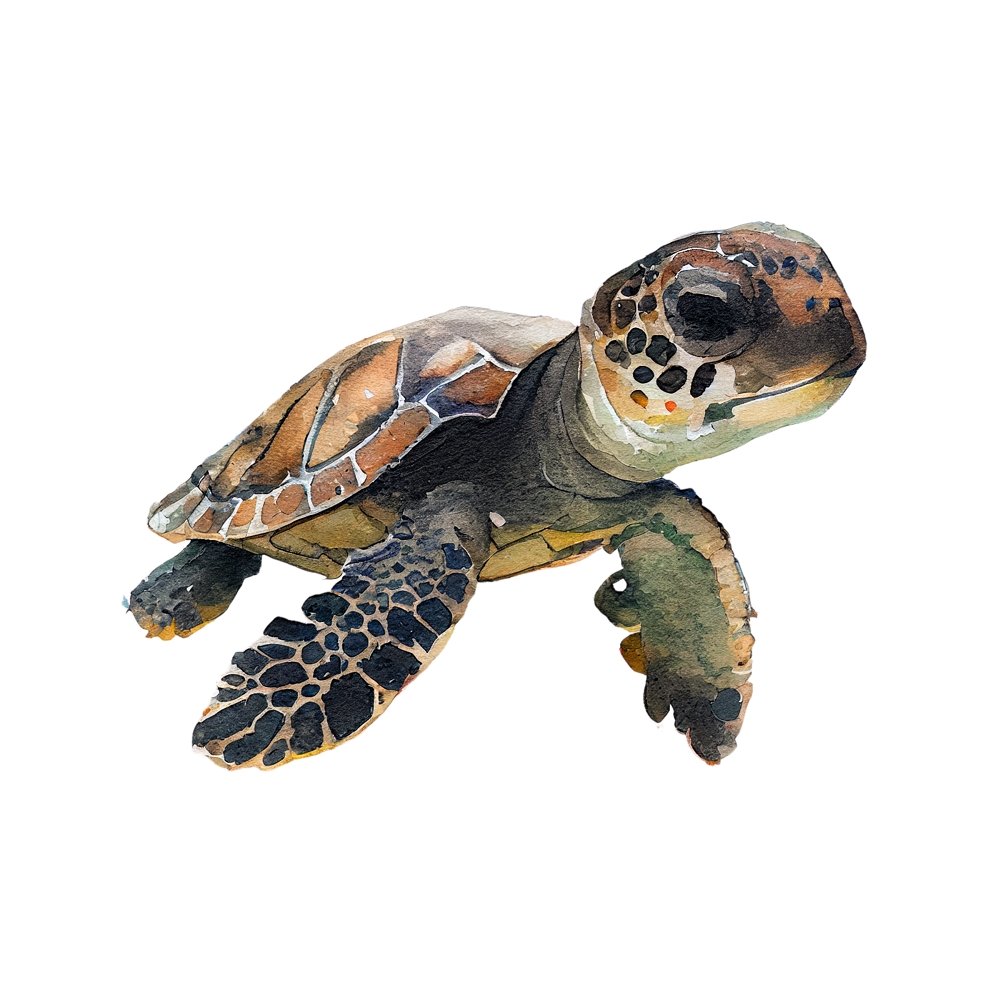 Watercolor Turtles #10 Fabric Panel