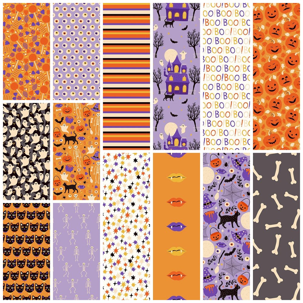 Cartoon Halloween Fat Quarter Bundle - 14 Pieces