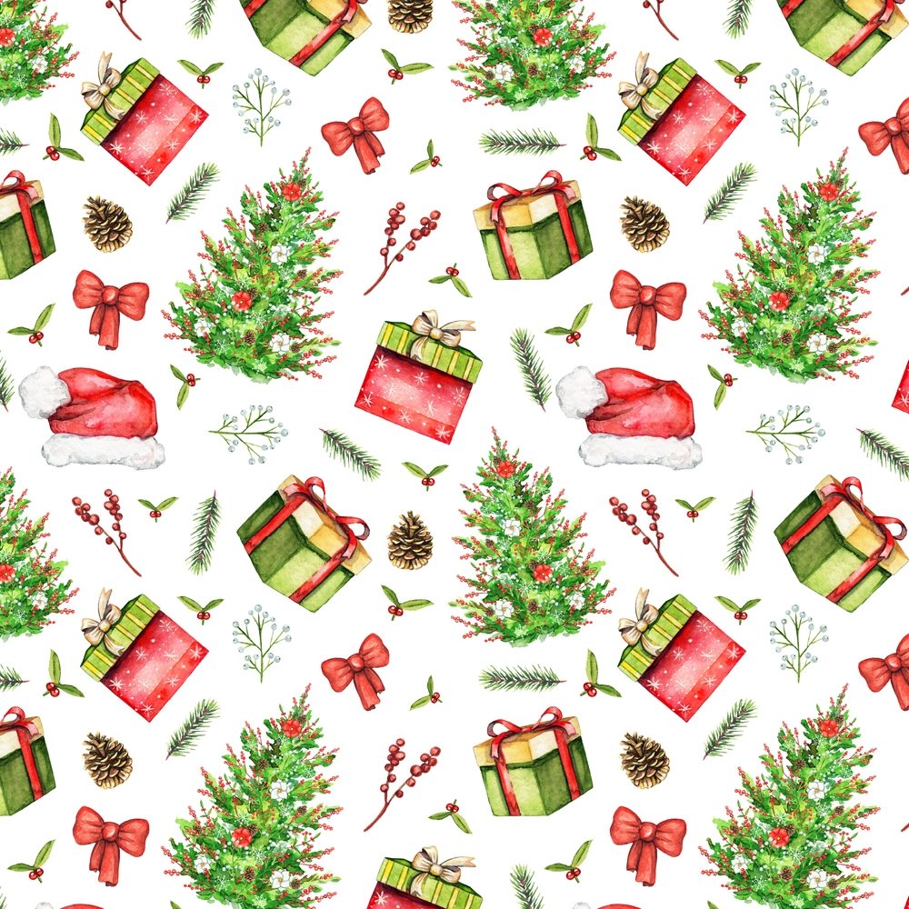 Watercolor Christmas Dcor Fabric - Multi
