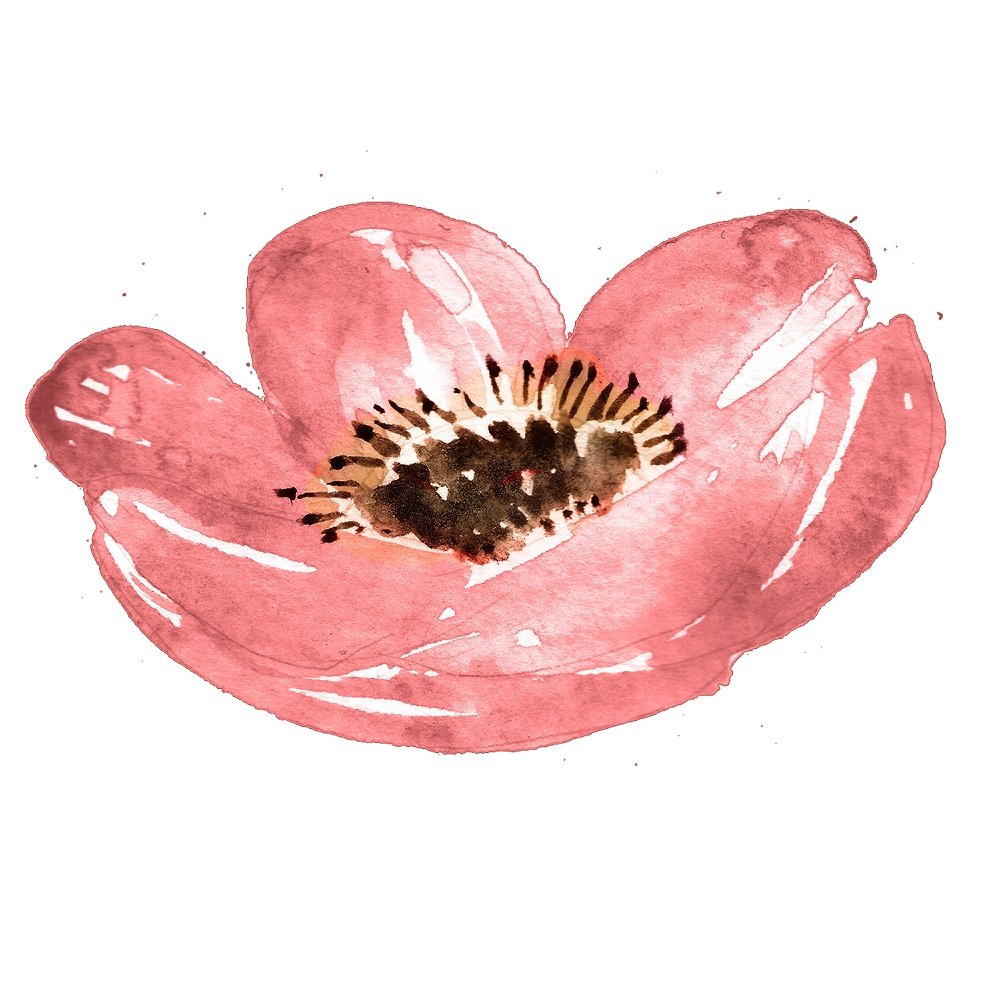 Watercolor Poppy Fabric Panel Variation 2