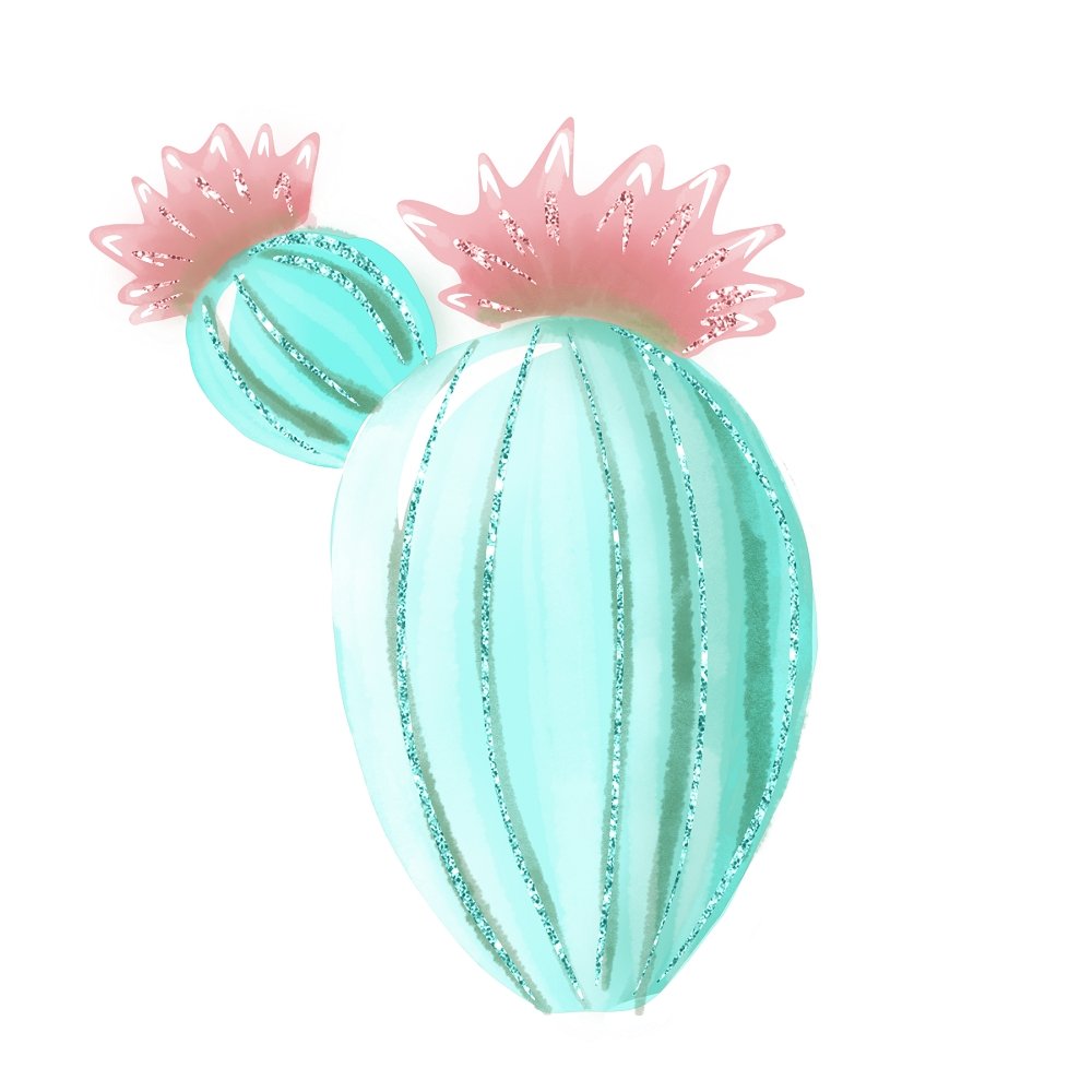 Watercolor Spiked Cactus Fabric Panel