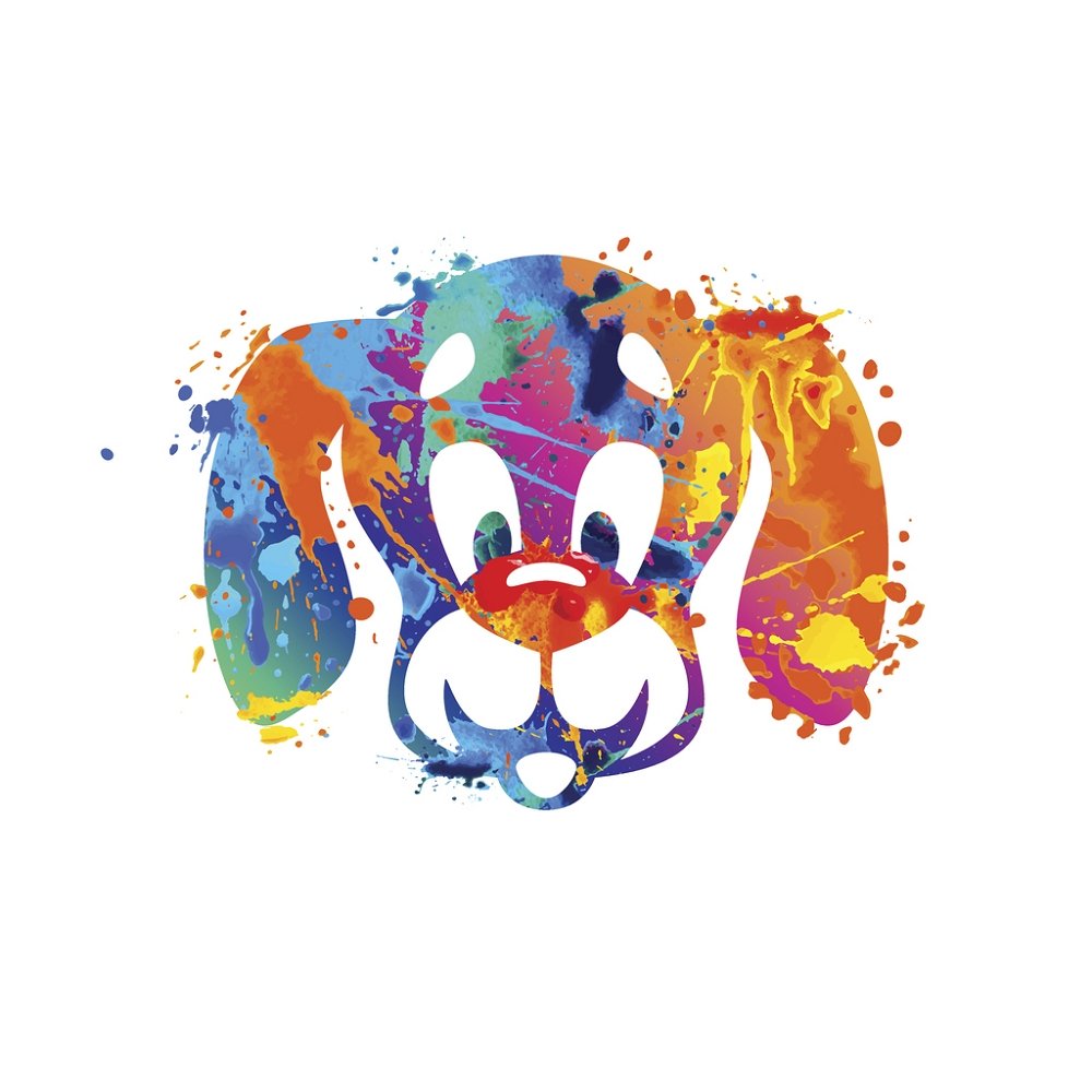 Watercolor Splash Paint Dog Fabric Panel - Multi