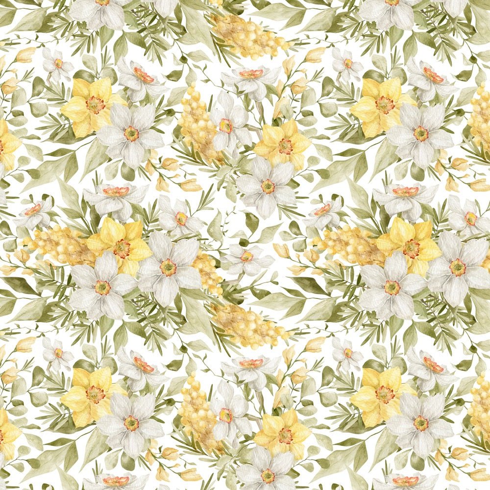 Watercolor Spring Meadow Flowers Fabric