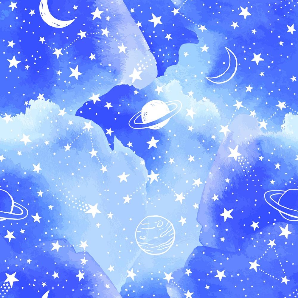 Watercolor Stars & Constellations Fabric - Blue