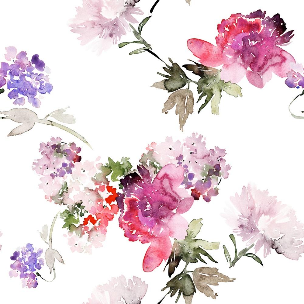 Watercolor Summer Floral Fabric - Multi