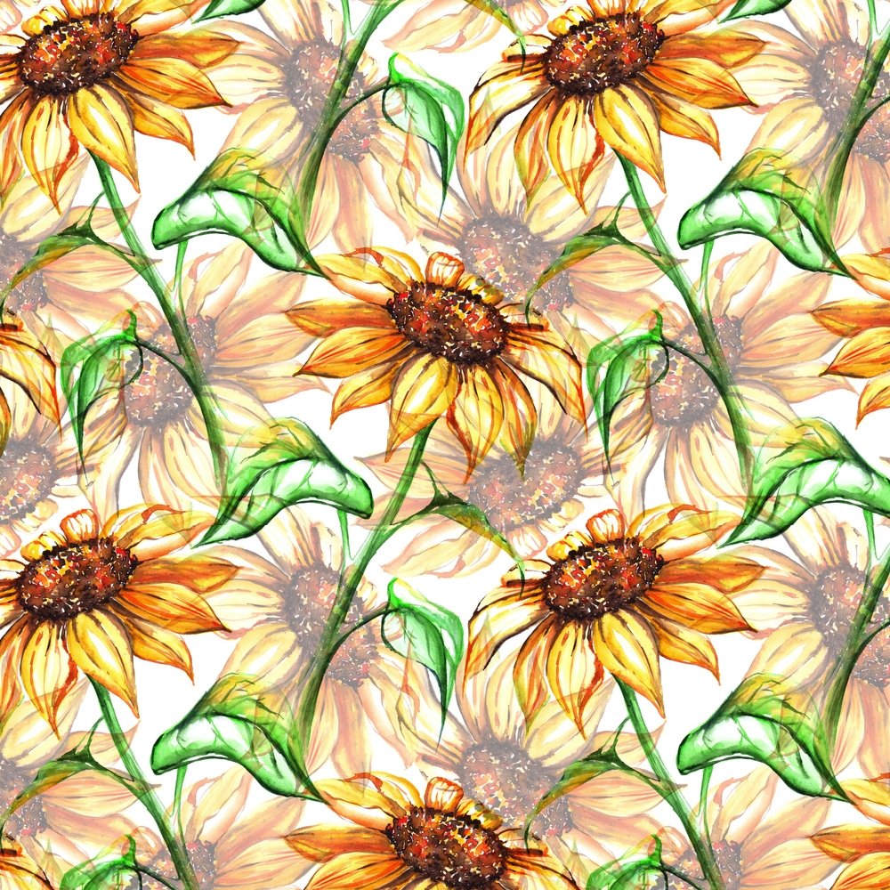 Watercolor Sunflower Fabric - Yellow