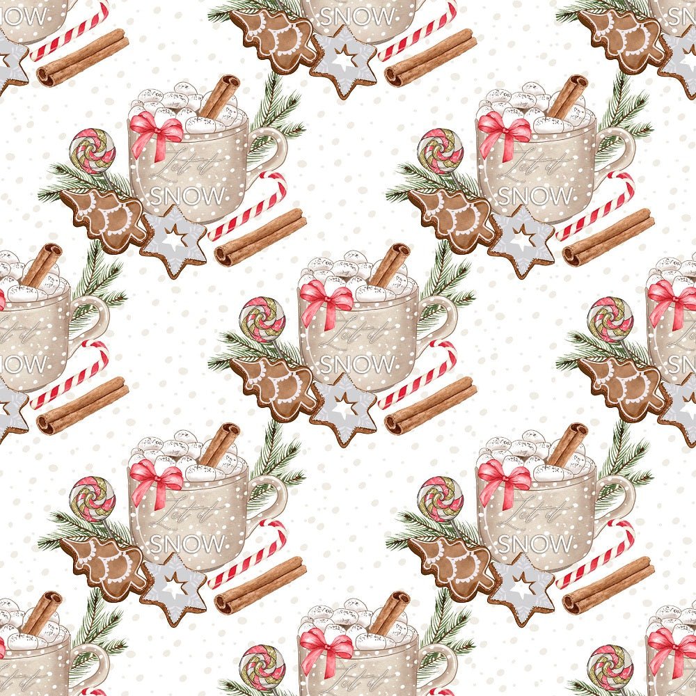 Watercolor Sweet Christmas Pattern #1 Fabric