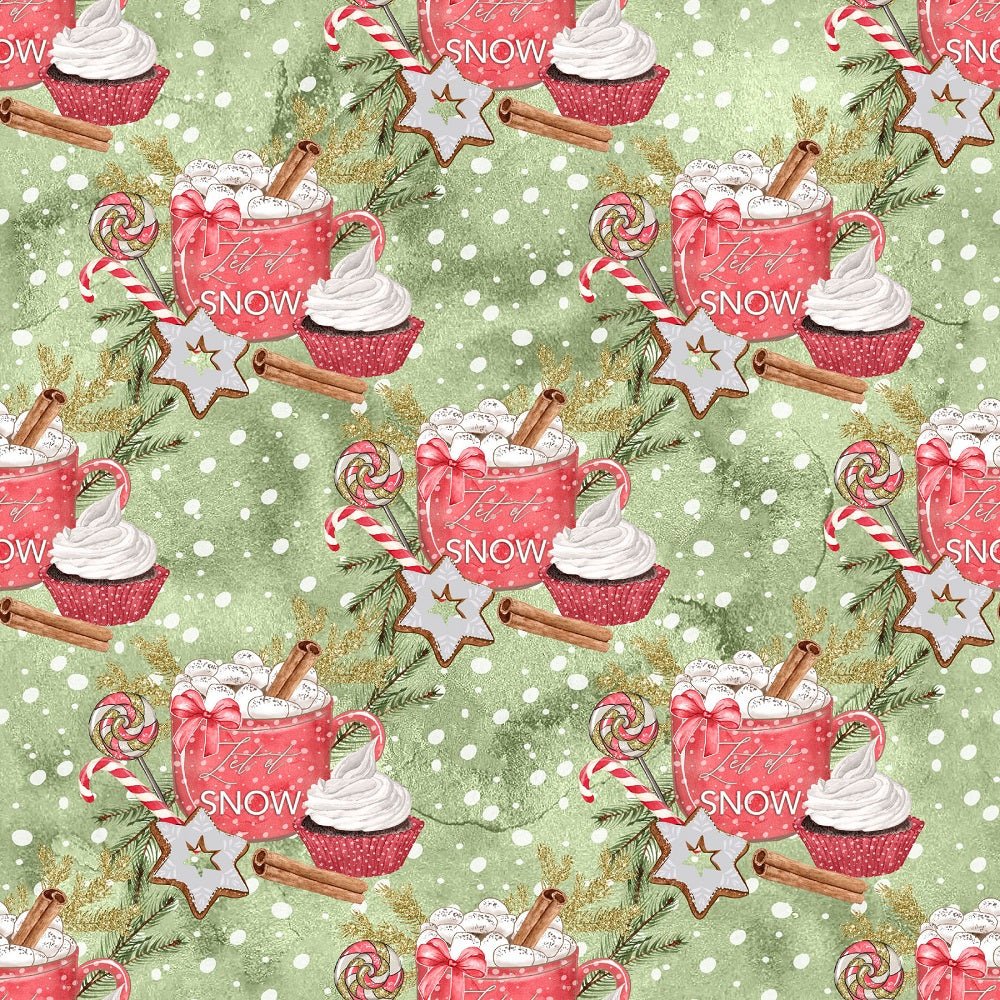 Watercolor Sweet Christmas Pattern #9 Fabric
