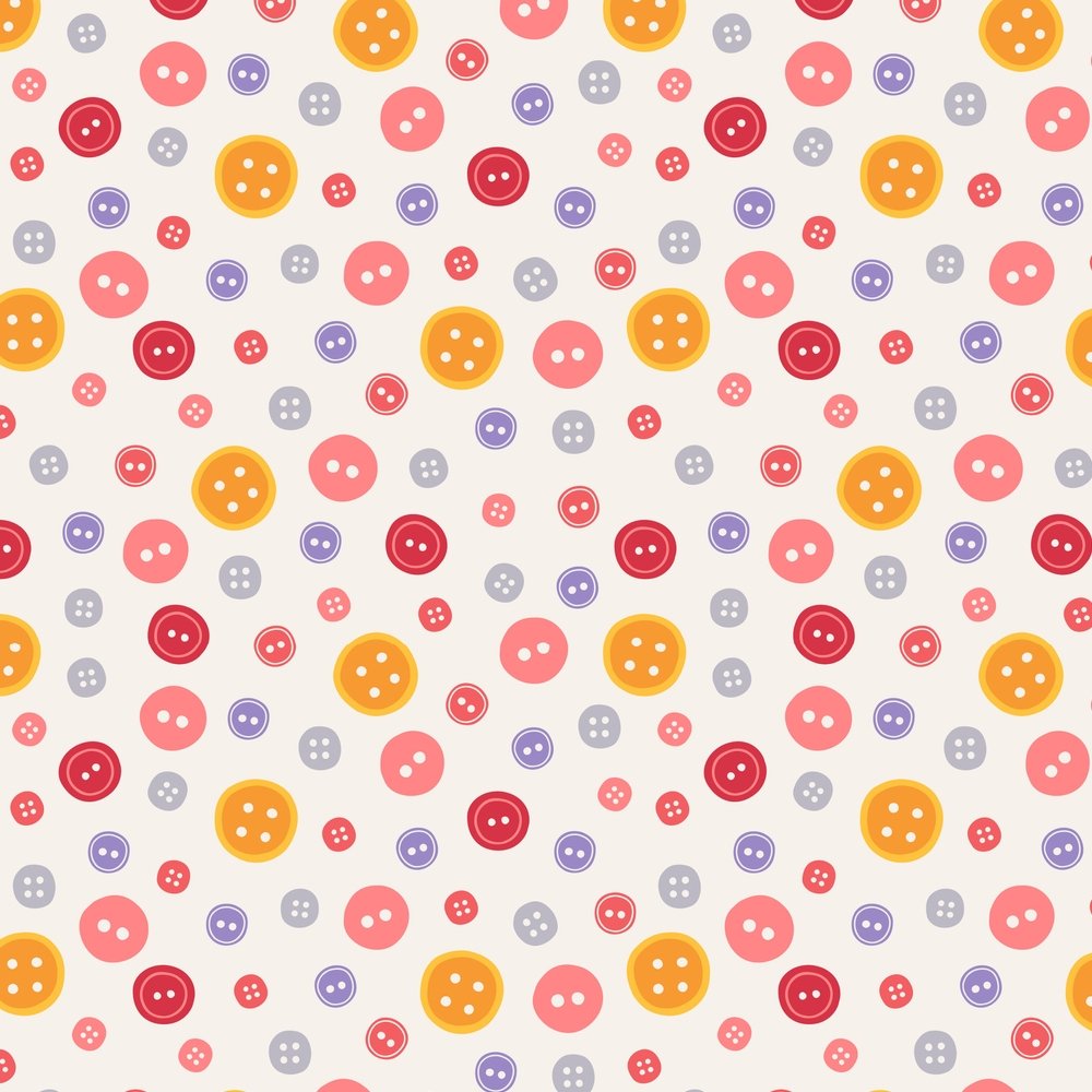 Colorful Button Fabric - Beige