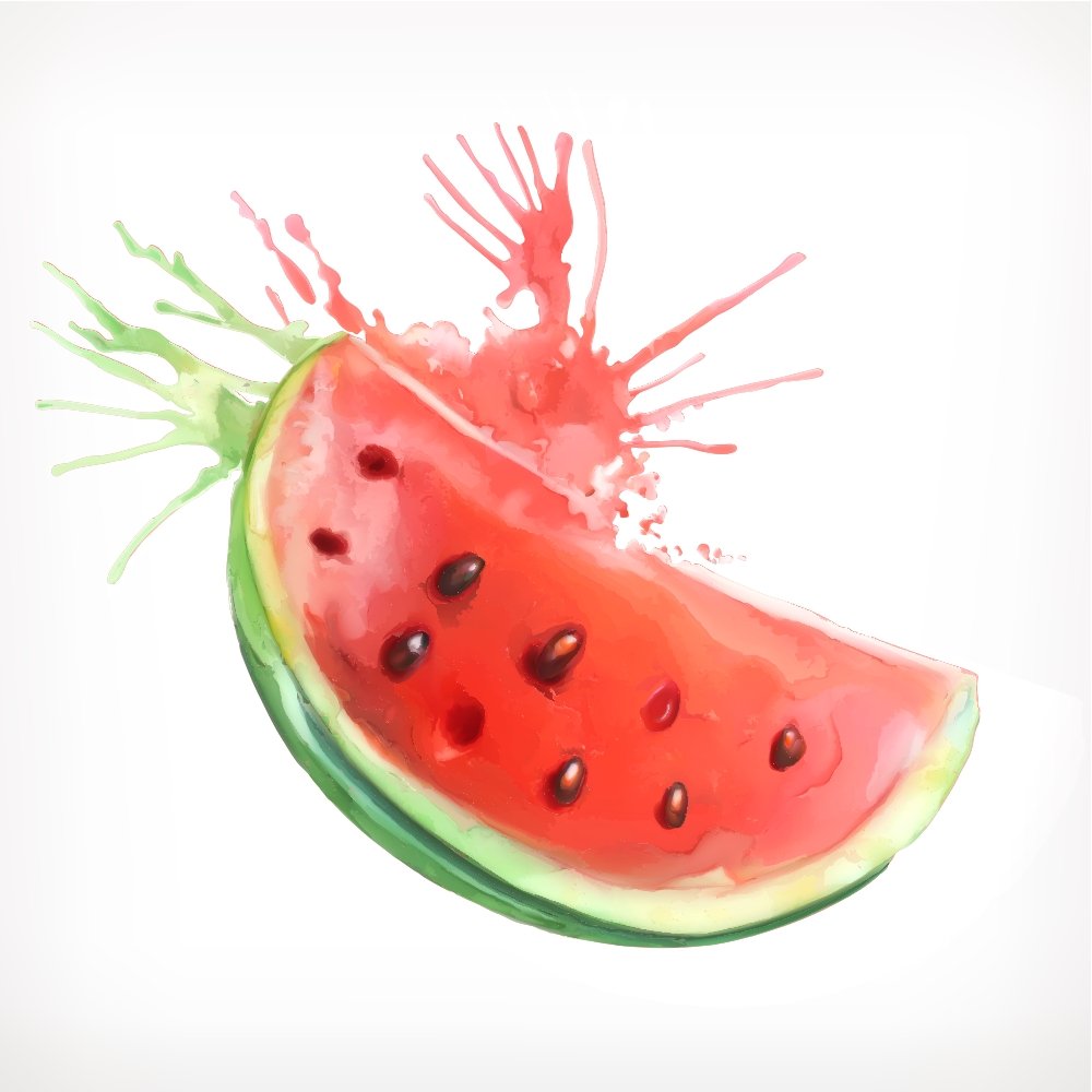 Colorful Watercolor Splash Watermelon Fabric Panel