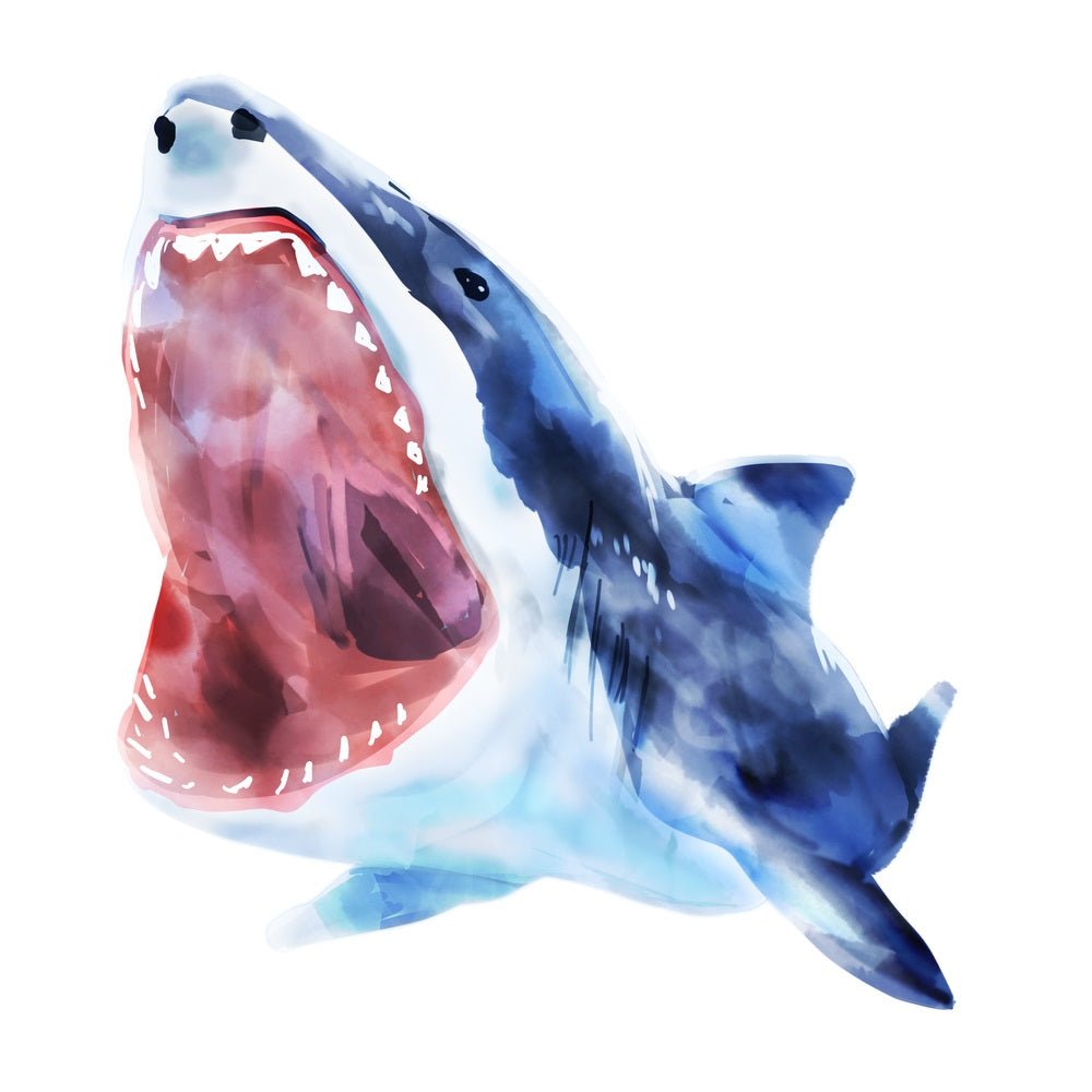 Watercolor Shark Attack Fabric Panel