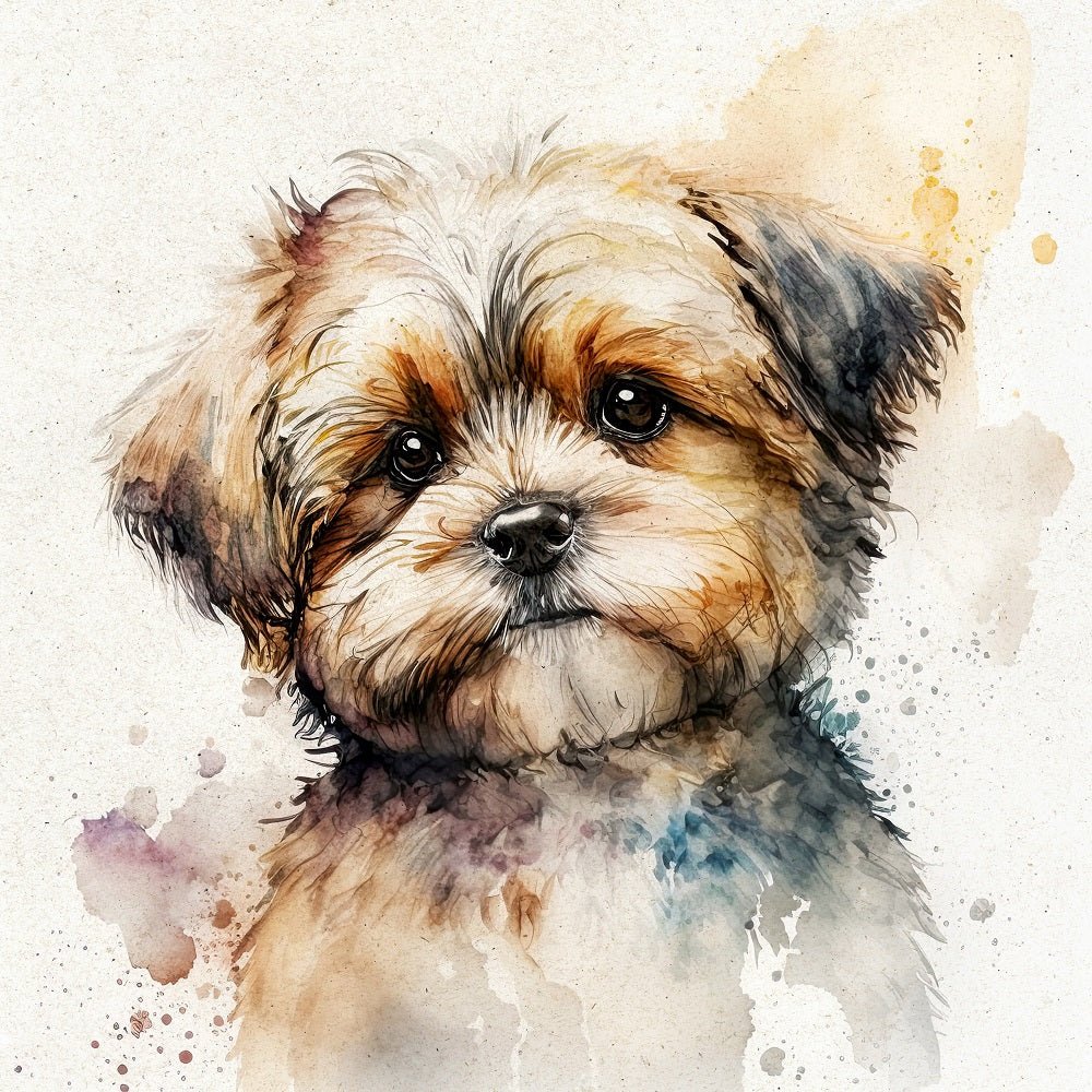 Watercolor Shorkie Portrait Fabric Panel