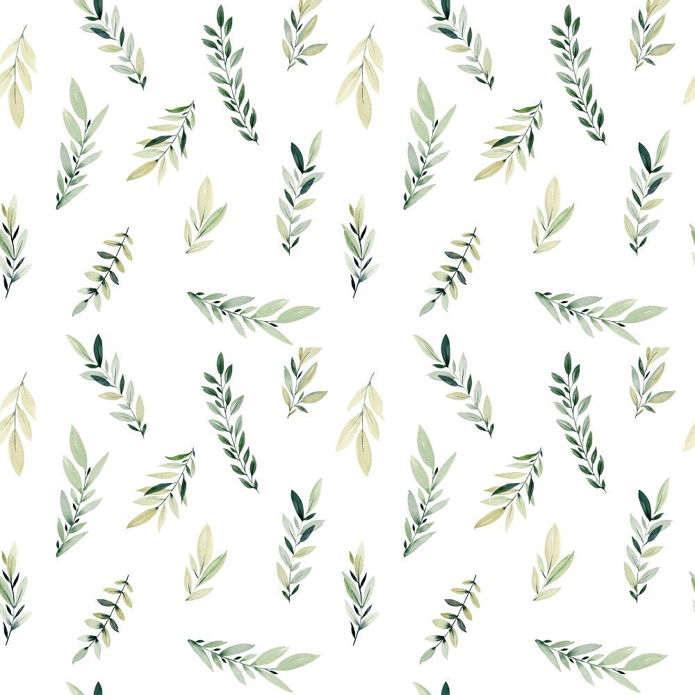 Watercolor Sloths Scattered Vines Fabric - White